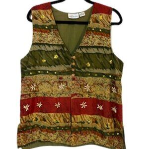 Spell Bound Beaded Floral Skirt Set M Red Boho Western Euro Summer Resort Preppy